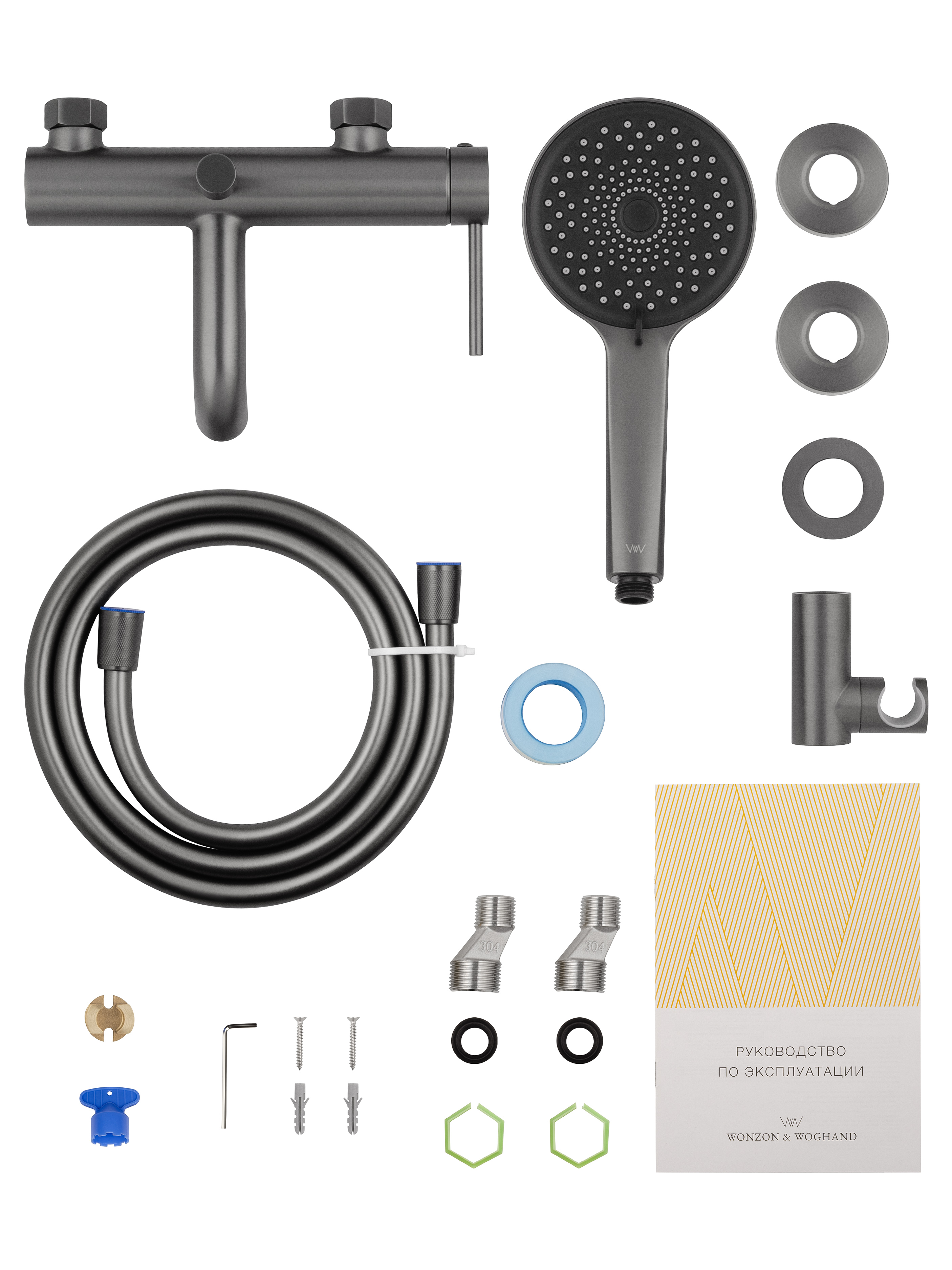 Смеситель для ванны с душем WONZON & WOGHAND STICK, Темный графит (WW-88639017-BGM) - Gidratop.ru изображение