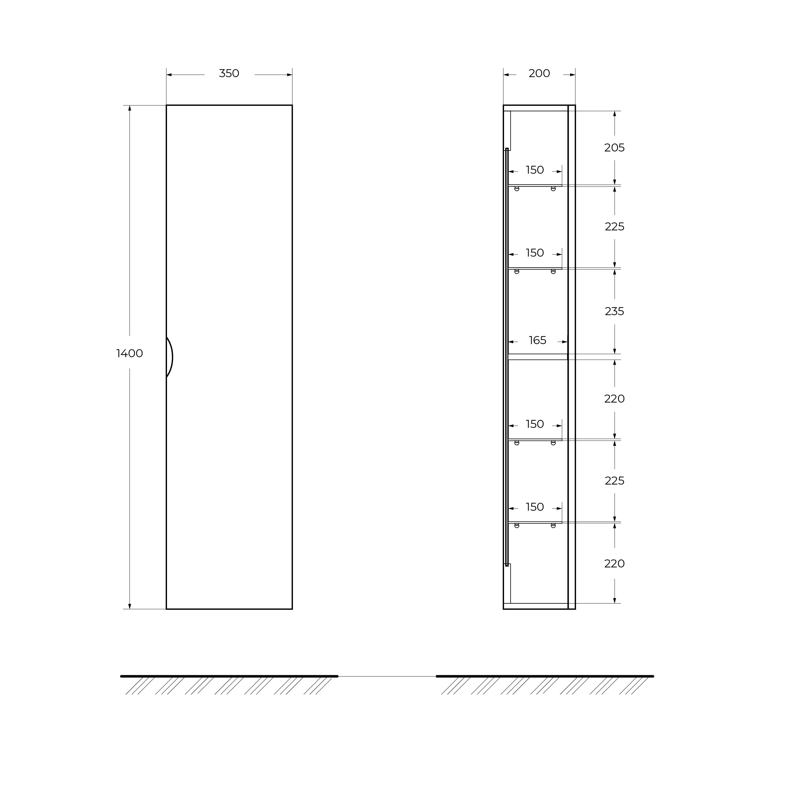 Колонна подвесная с дверью, реверсивная 55824 Noce, 35x20x140 - Gidratop.ru изображение