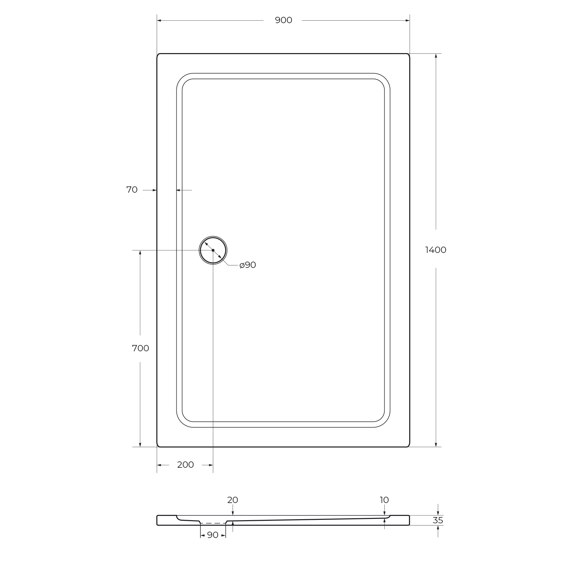 Поддон SMC CEZARES TRAY-M-AH-140/90-35-W - Gidratop.ru изображение