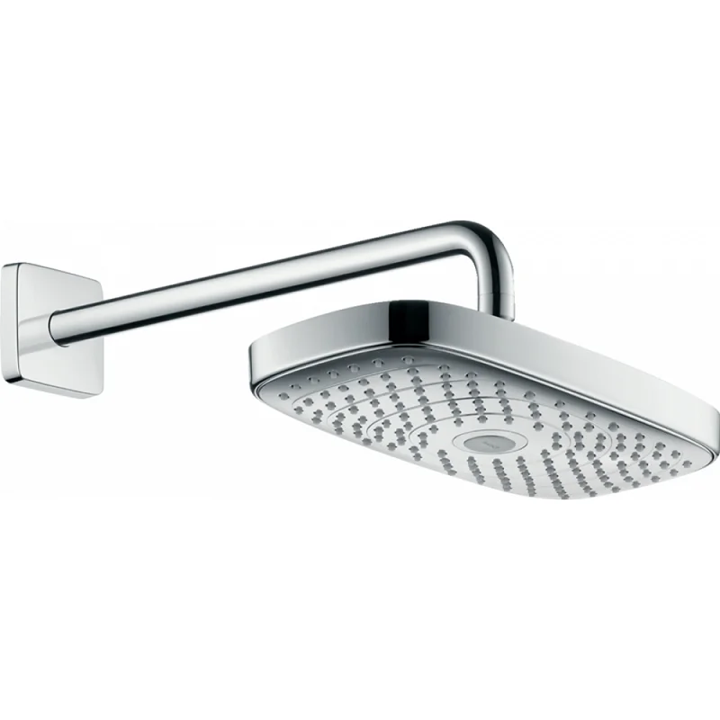 Верхний душ Hansgrohe Select E, 30 х 16 см, EcoSmart, 2 режима струи, с держателем, хром, 26609000 - Gidratop.ru изображение