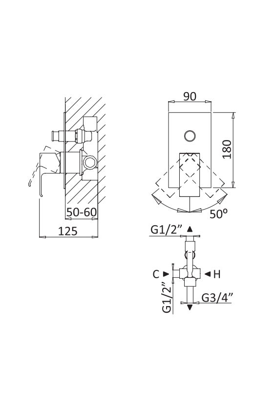 PORTA-VDIM-BIO Встраиваемый однорычажный смеситель для душа с переключателем, исполнение белый матовый - Gidratop.ru изображение