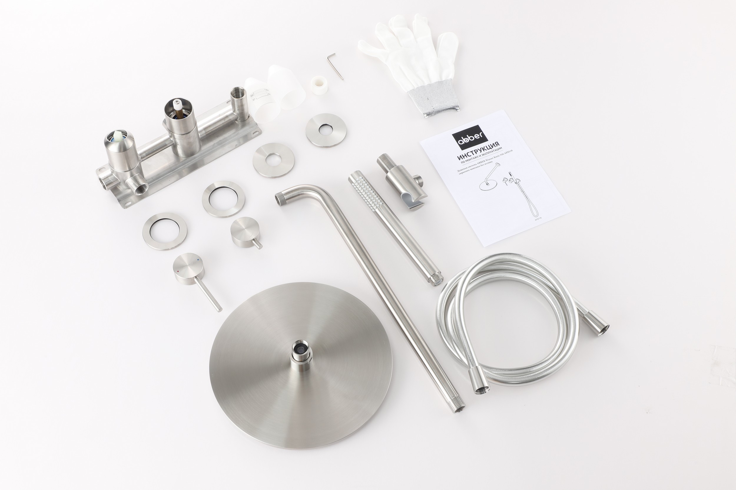 Душевая система ABBER Wasser Kreis 316 AF8118BST скрытого монтажа без излива, сталь брашированная - Gidratop.ru изображение
