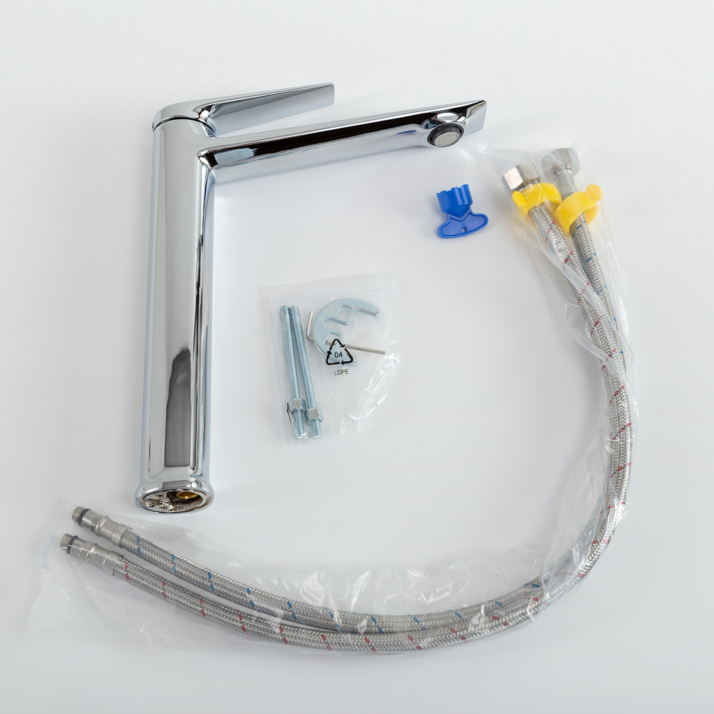 LINER-LC-01-W0 Смеситель для накладной раковины однорычажный, без донного клапана, исполнение хром - Gidratop.ru изображение