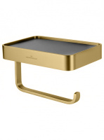 Держатель для туалетной бумаги с полкой WONZON & WOGHAND GRAFFITY, Брашированное золото (WW-9366-BG) - Gidratop.ru изображение