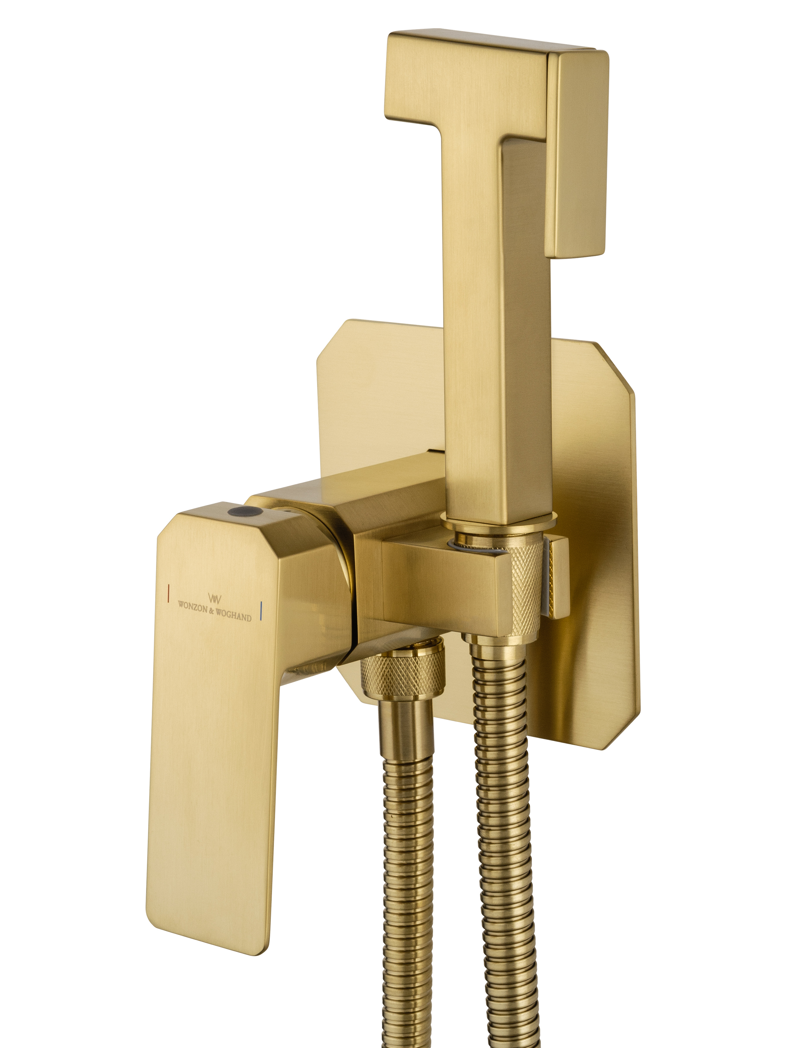 Смеситель с гигиеническим душем встраиваемый WONZON & WOGHAND DIAMOND, Брашированное золото (WW-88829011-BG) - Gidratop.ru изображение