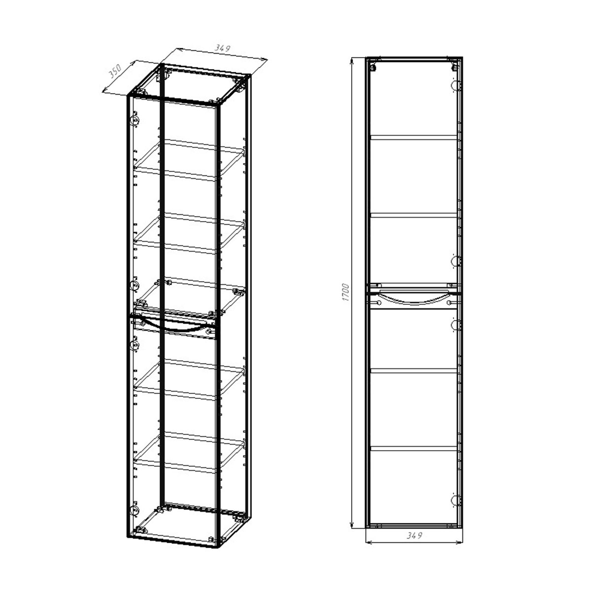 Шкаф Mia VSC-2M170GW-L подвесной, 1700*350*350, G.White, левый - Gidratop.ru изображение