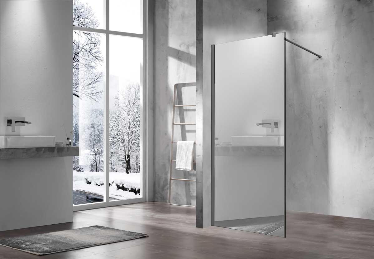 Душевая перегородка Walk-In VSW-1H900MRGM, 900*2000, вороненая сталь, стекло зеркальное - Gidratop.ru изображение