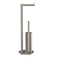 Gessi Emporio accessories стойка с держателем для туалетной бумаги и ершиком, цвет: Finox Brushed Nickel - Gidratop.ru изображение