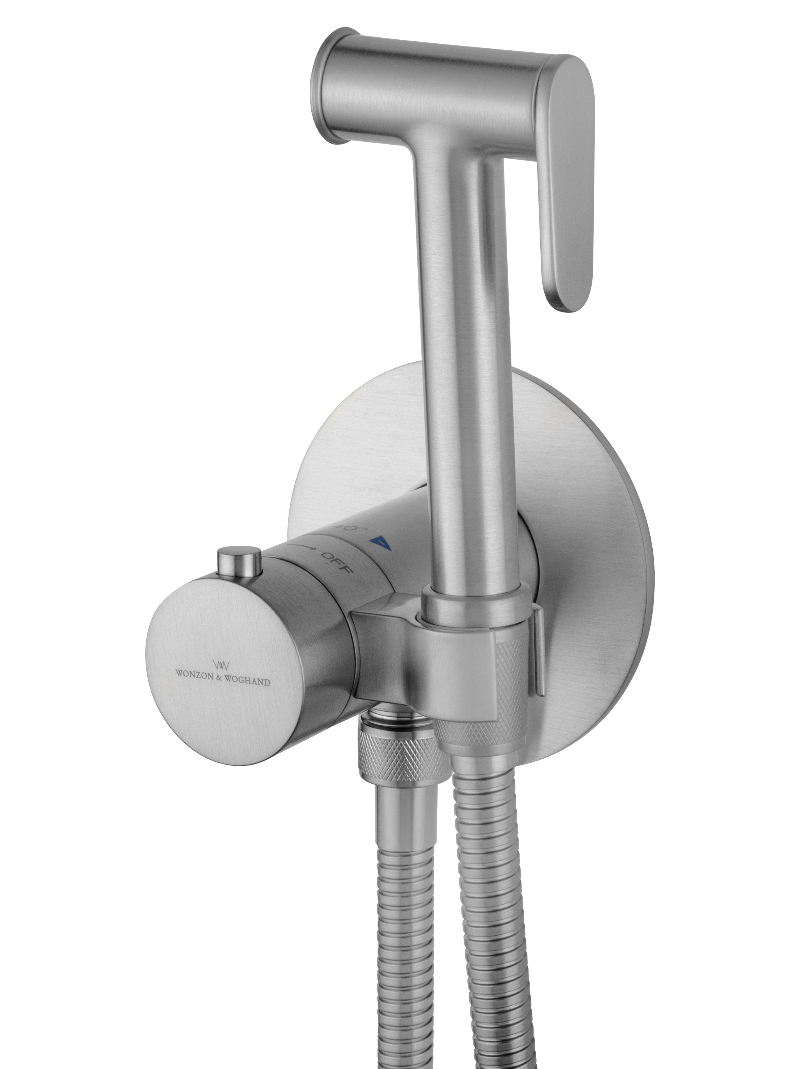 Смеситель с гигиеническим душем и термостатом встраиваемый WONZON & WOGHAND, Брашированный никель (WW-88829909-BN) - Gidratop.ru изображение