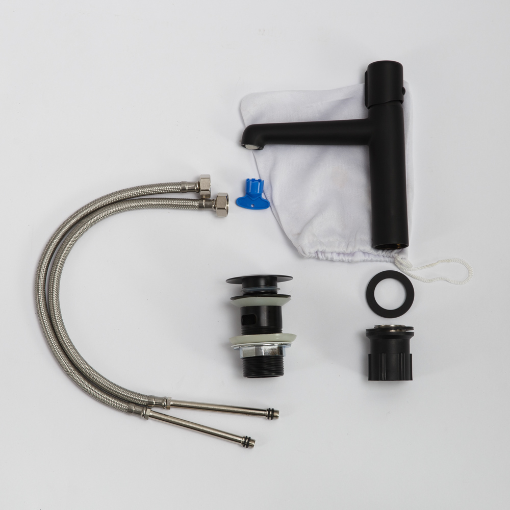 UNO Смеситель для раковины с донным клапаном, чёрный UNO-LVM-NERO - Gidratop.ru изображение