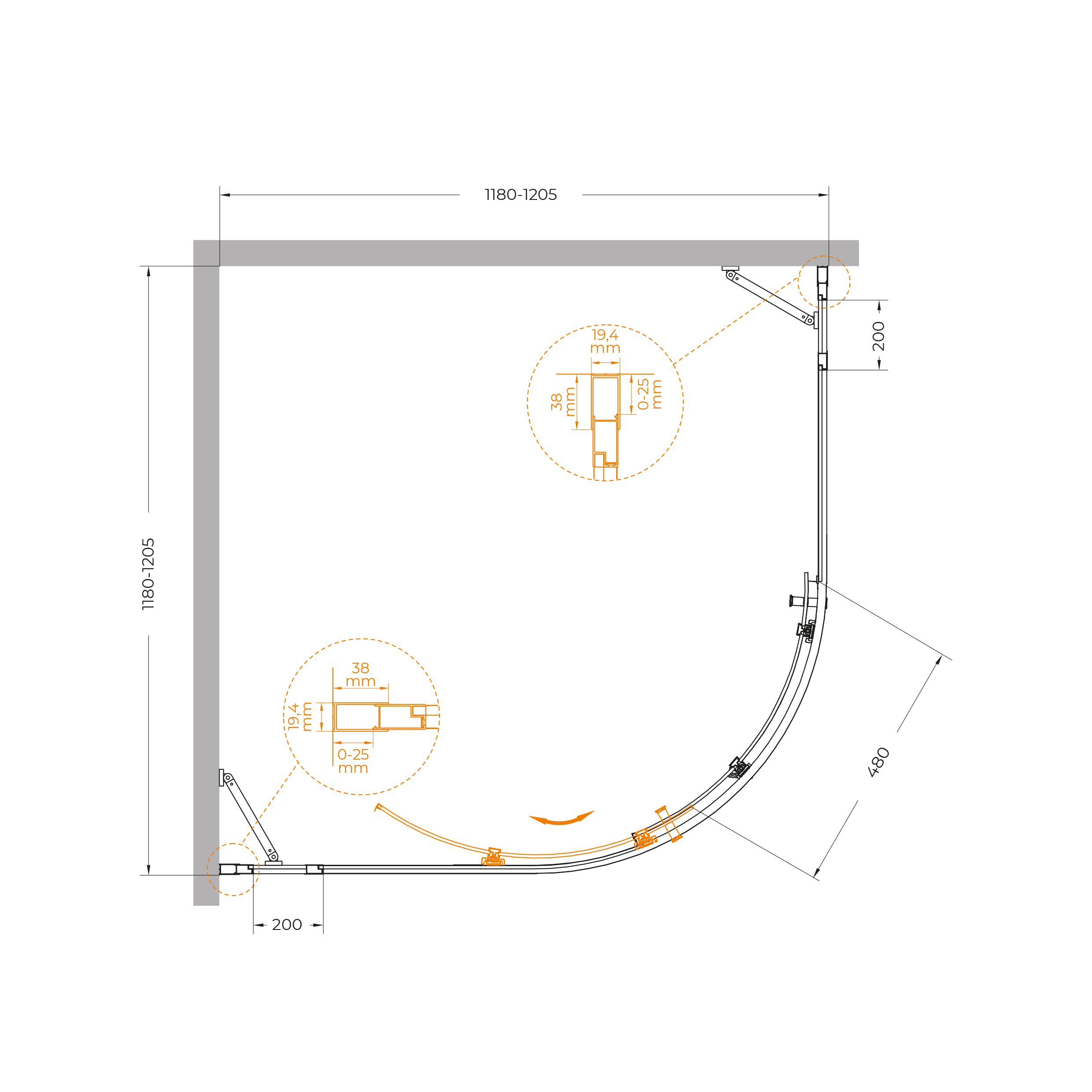 Душевой уголок CEZARES MOLVENO-R-22-100+20-P-Cr - Gidratop.ru изображение