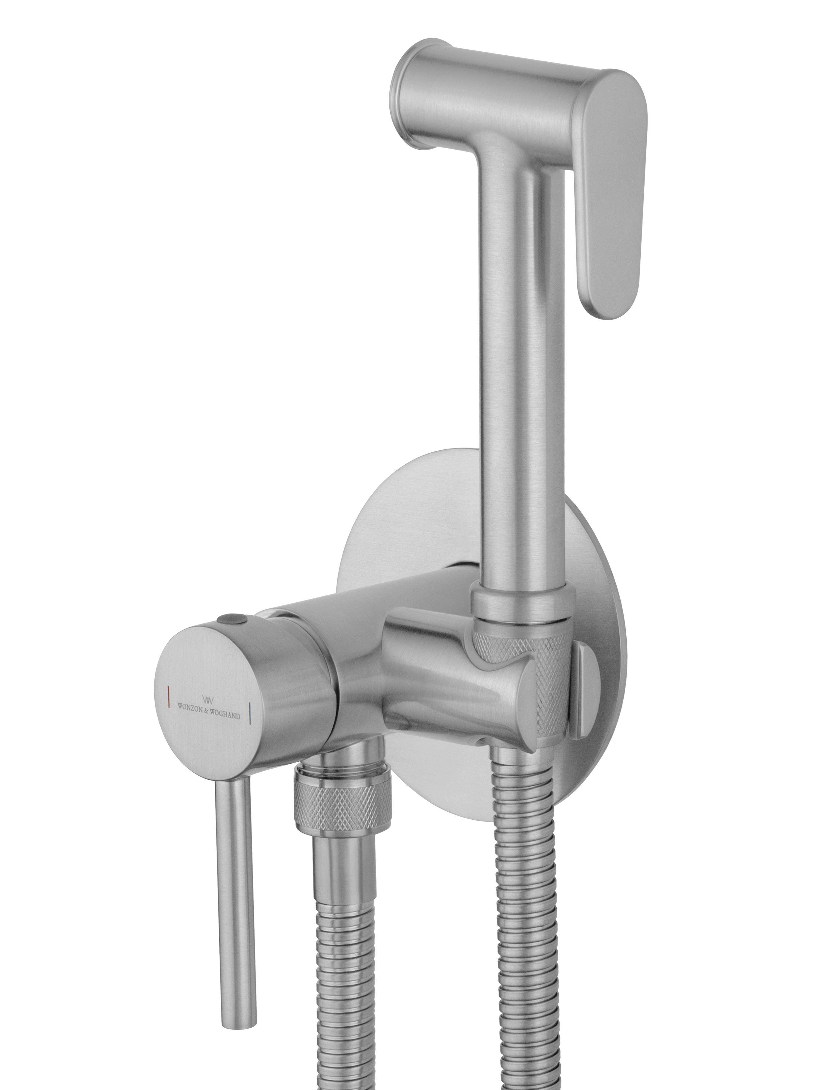 Смеситель с гигиеническим душем встраиваемый WONZON & WOGHAND STICK, Брашированный никель (WW-88829902-BN) - Gidratop.ru изображение