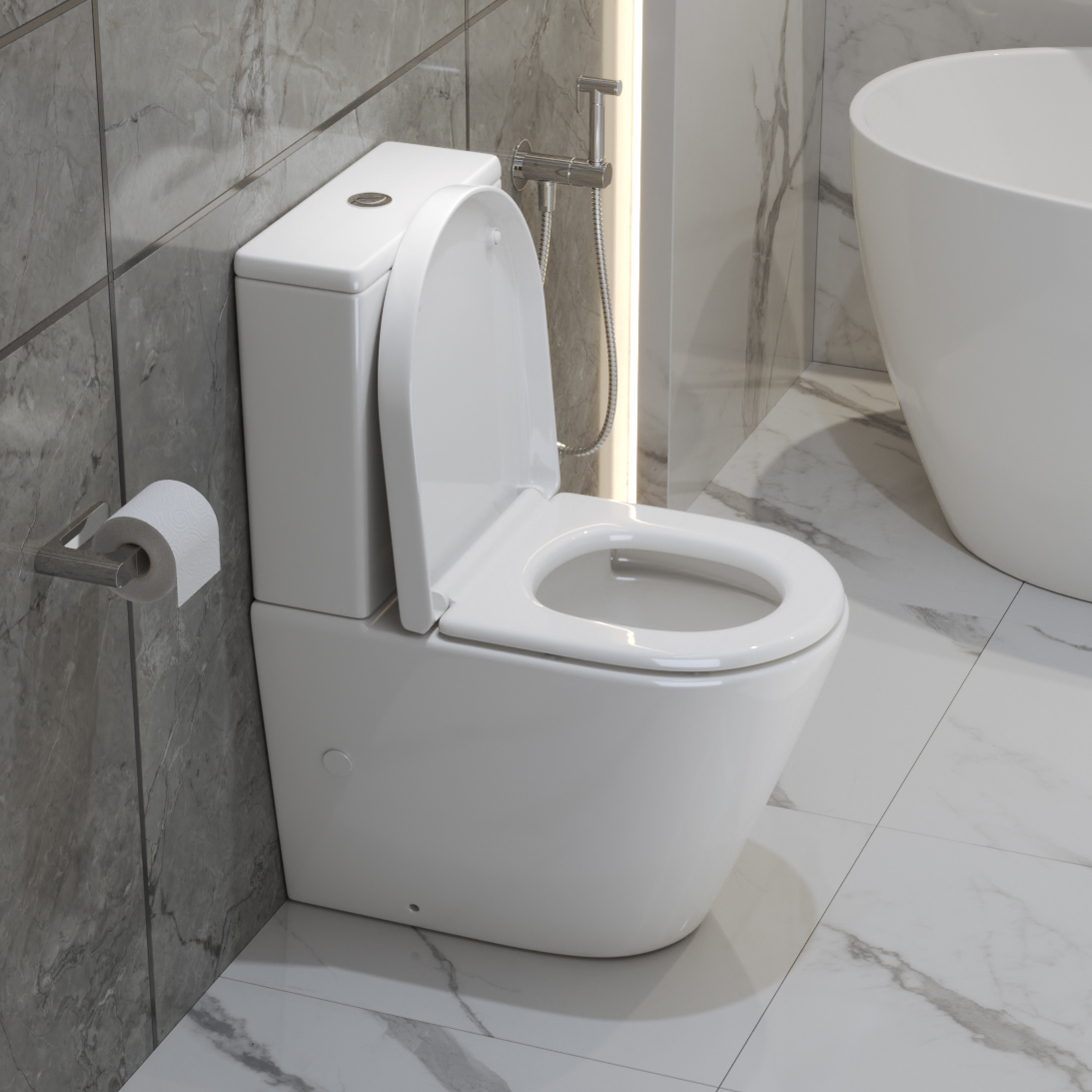 Унитаз-компакт безободковый со смывом TORNADO BelBagno FLAY-TOR BB2149CP-TOR/BB2149T/BB865SC - Gidratop.ru изображение