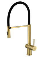 Смеситель для кухни с гибким изливом WONZON & WOGHAND, Брашированное золото (WW-88438003-BG) - Gidratop.ru изображение