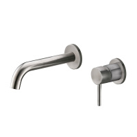 ETNA Смеситель для раковины без донного клапана встраиваемый, на два отверстия, нержавеющая сталь, исполнение сатин, ETN-BLVM-2-IN - Gidratop.ru изображение