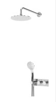 CZR-B-VDIM-T-01 Душевая система со встраиваемым термостатическим смесителем с ручным душем на одной площадке, верхний душ из ABS диаметр 230 мм с изливом, исполнение хром - Gidratop.ru изображение