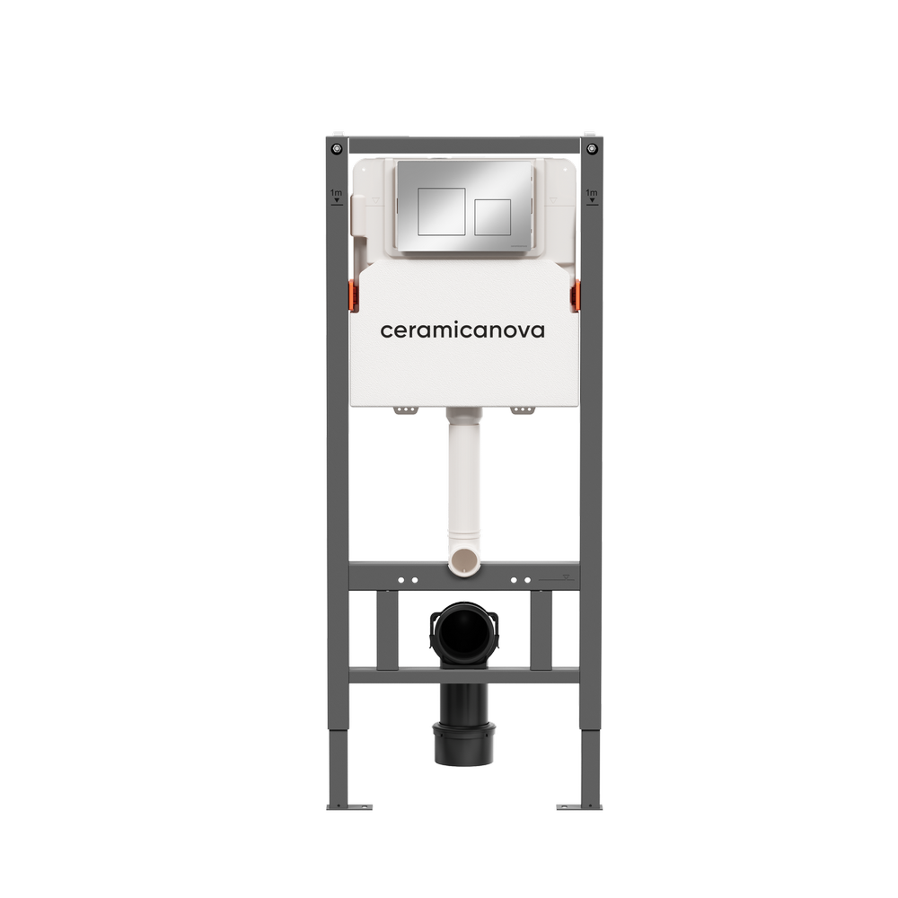 Система инсталляции для унитазов CERAMICANOVA Balance с кнопкой смыва Square, цвет  хром глянцевый, с креплениями, арт. CN121002CH - Gidratop.ru изображение