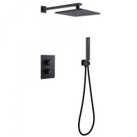 Душевая система ABBER Weiss Insel AF8051B скрытого монтажа без излива, термостат, черный матовый - Gidratop.ru изображение