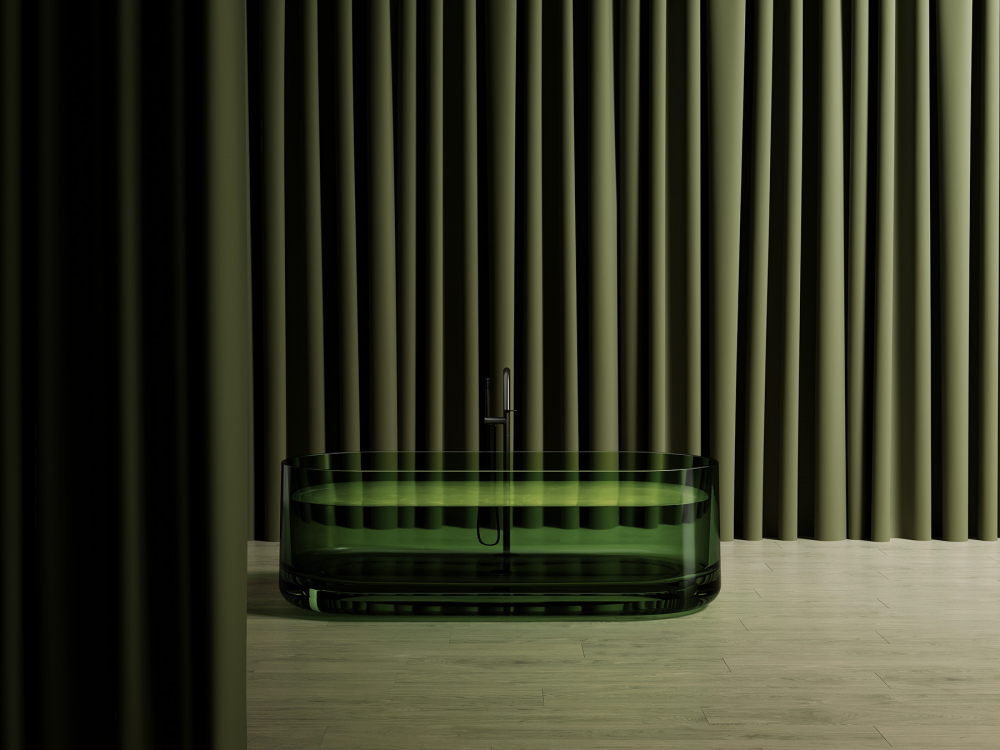 Прозрачная ванна ABBER Kristall AT9708Emerald зеленая - Gidratop.ru изображение