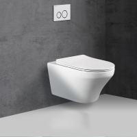 Унитаз подвесной Edge-M VT1-37 безободковый, цвет белый, ультратонкое soft-close сиденье - Gidratop.ru изображение