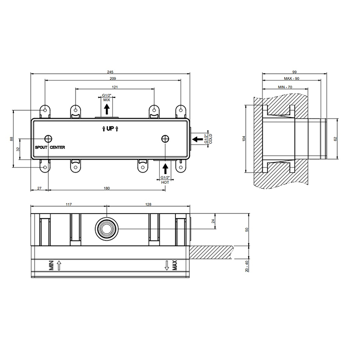 Gessi Emporio Via manzoni встраиваемая часть для смесителя на 2 выхода, цвет: Chrome - Gidratop.ru изображение