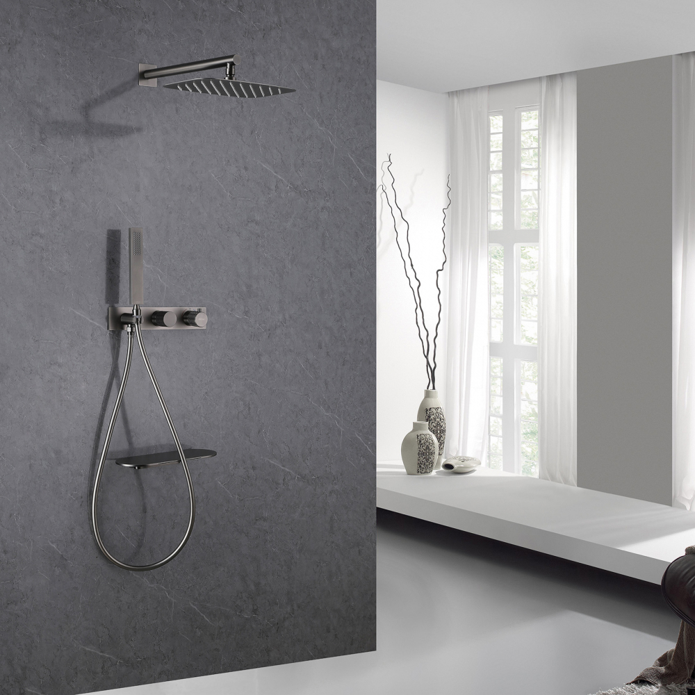 Душевая система ABBER Rund AF8750NG скрытого монтажа с изливом, термостат, никель - Gidratop.ru изображение