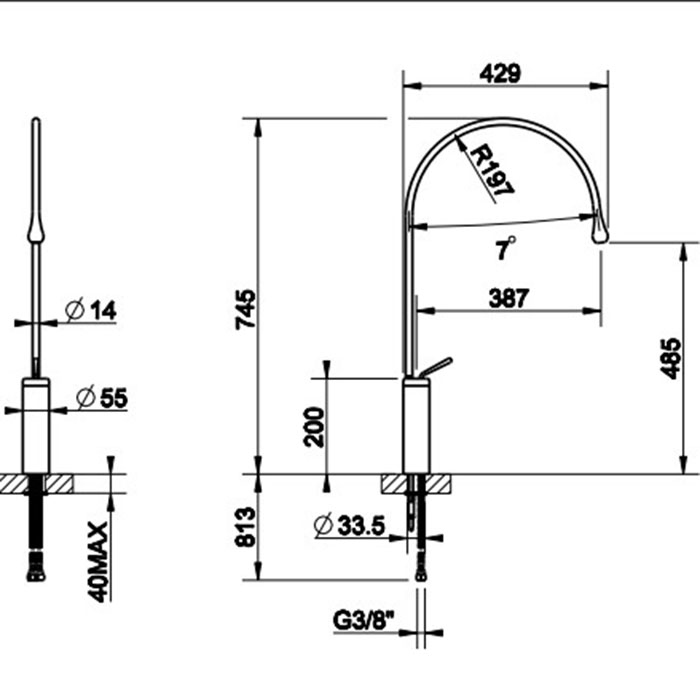 Gessi Goccia смеситель для раковины на 1 отверстие, высокий, излив 387мм R=197, цвет: белый - Gidratop.ru изображение