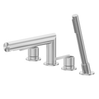 Смеситель ABBER Perfekte 316 AF8A13BST на борт ванны с лейкой, сталь брашированная - Gidratop.ru изображение