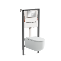 Комплект Подвесной унитаз Ulma Rimless + Система инсталляции Balance кнопка Square, хром глянцевый - Gidratop.ru изображение