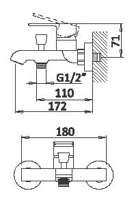 NAUTIC-VM-NOP Смеситель для ванны и душа однорычажный в комплекте с ручным душем, шлангом и держателем, исполнение черный матовый - Gidratop.ru изображение