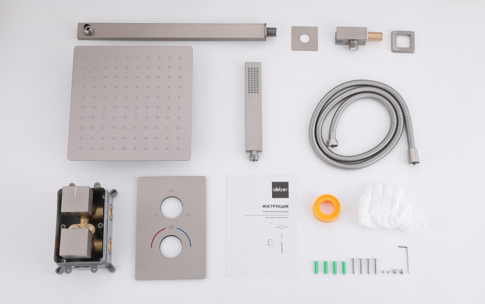 Душевая система ABBER Daheim AF8251SP скрытого монтажа без излива, термостат, сатин - Gidratop.ru изображение