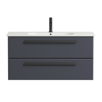 ECO-CER База под раковину подвесная с двумя выкатными ящиками, Grafito, 970x450x500, ECO-CER-1000-2C-SO-GR-P - Gidratop.ru изображение