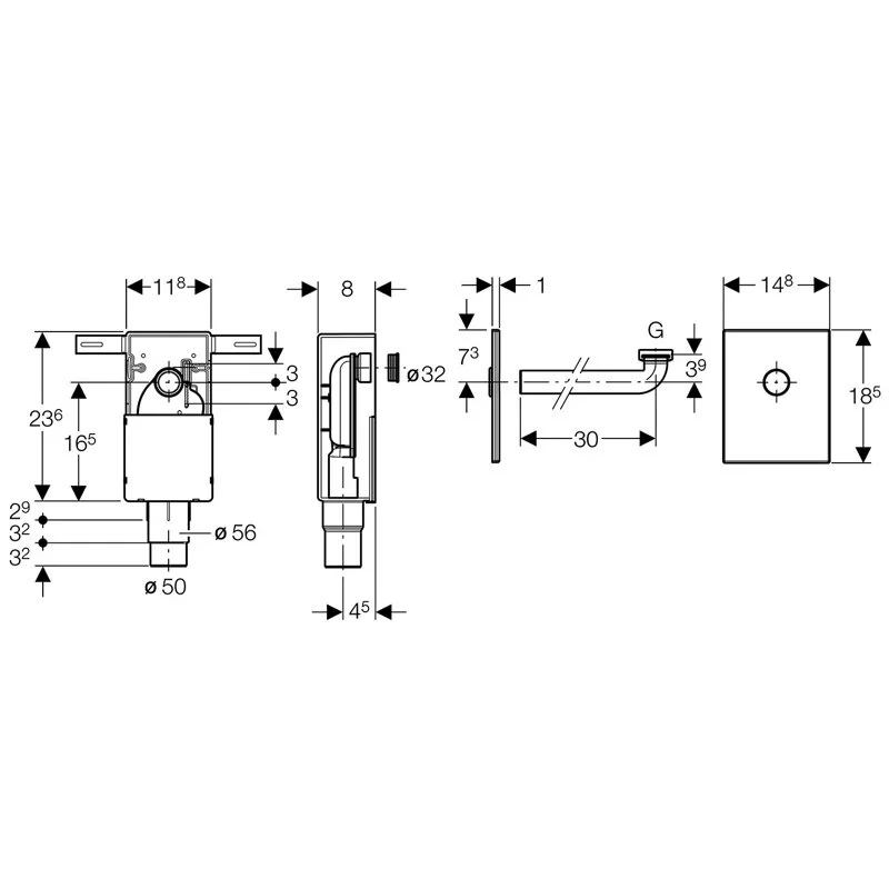 Сифон внутристенный для раковины Geberit 151.120.11.1 - Gidratop.ru изображение
