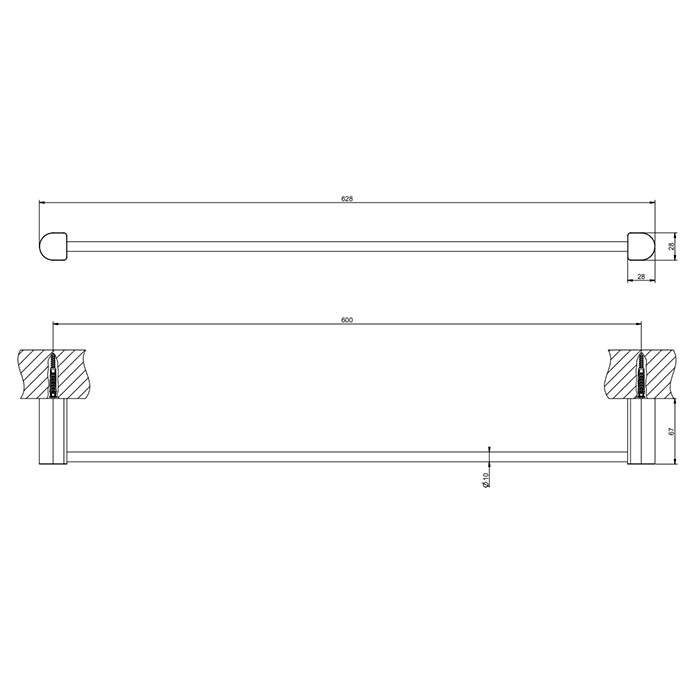 GESSI Rilievo полотенцедержатель, 60 см, цвет: nero XL - Gidratop.ru изображение