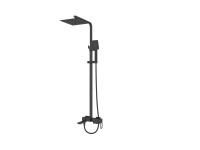 LUCE Душевая стойка со смесителем для ванны, верхним и ручным душем, чёрный LUC-VSCM-NERO. Верхний душ 25х25 см - Gidratop.ru изображение