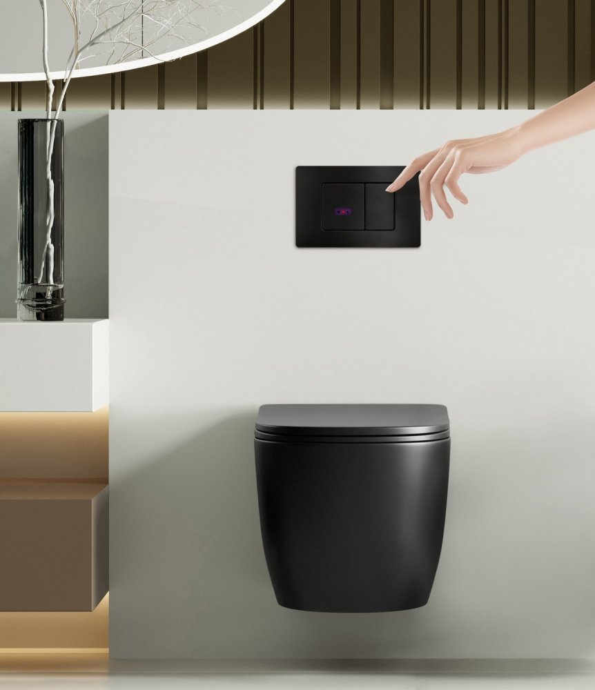 Кнопка смыва сенсорная ABBER AC0122SMB черная матовая - Gidratop.ru изображение