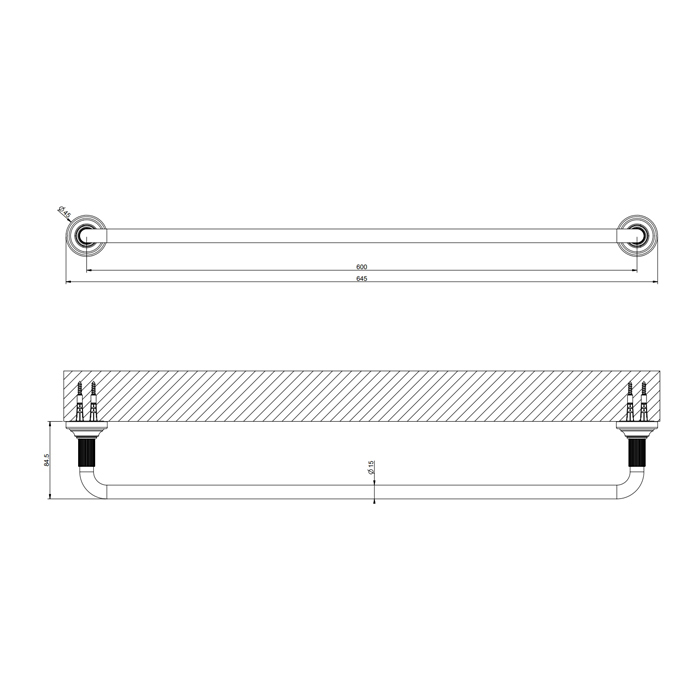 GESSI VENTI20 полотенцедержатель 600 мм., цвет Black Metal Brushed PVD - Gidratop.ru изображение