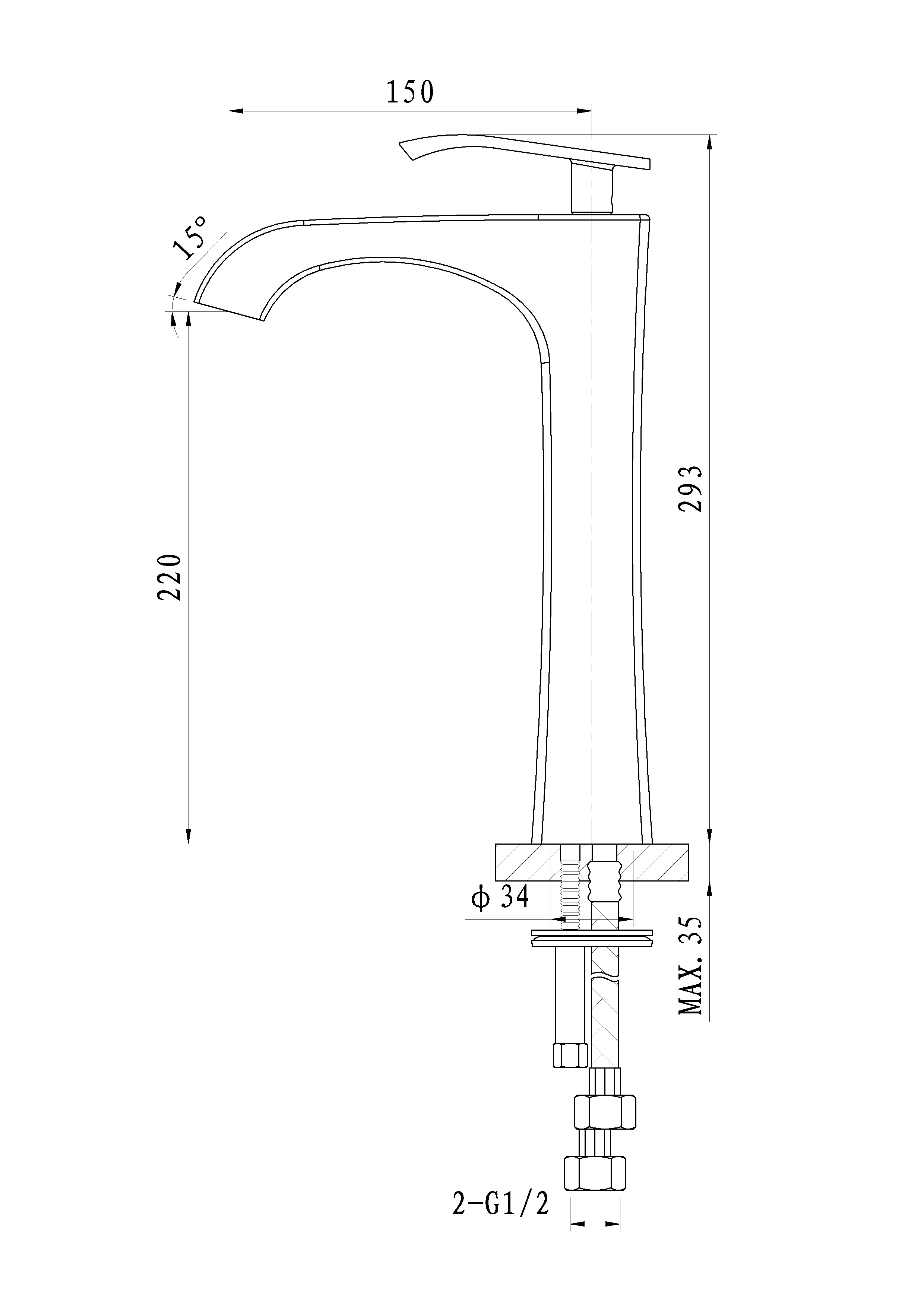 Смеситель для раковины высокий WONZON & WOGHAND TRIUMPH, Хром (WW-561104-CR) - Gidratop.ru изображение