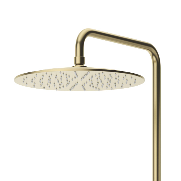 LEAF-CDA-30-L-SR Душевая стойка телескопическая, с верхним и ручным душем, верхний душ диаметр 300 мм металл, исполнение Sunrise - Gidratop.ru изображение