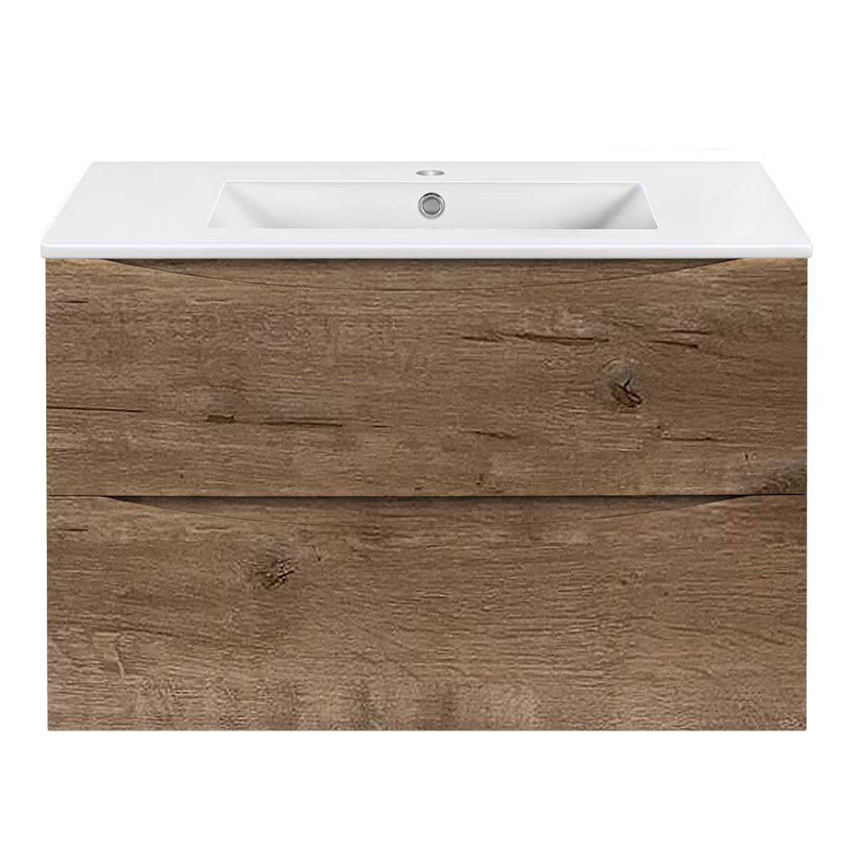 База под керамическую раковину Mia Slim 800 подвесная, 2 выкатных ящика soft close, V.Oak - Gidratop.ru изображение