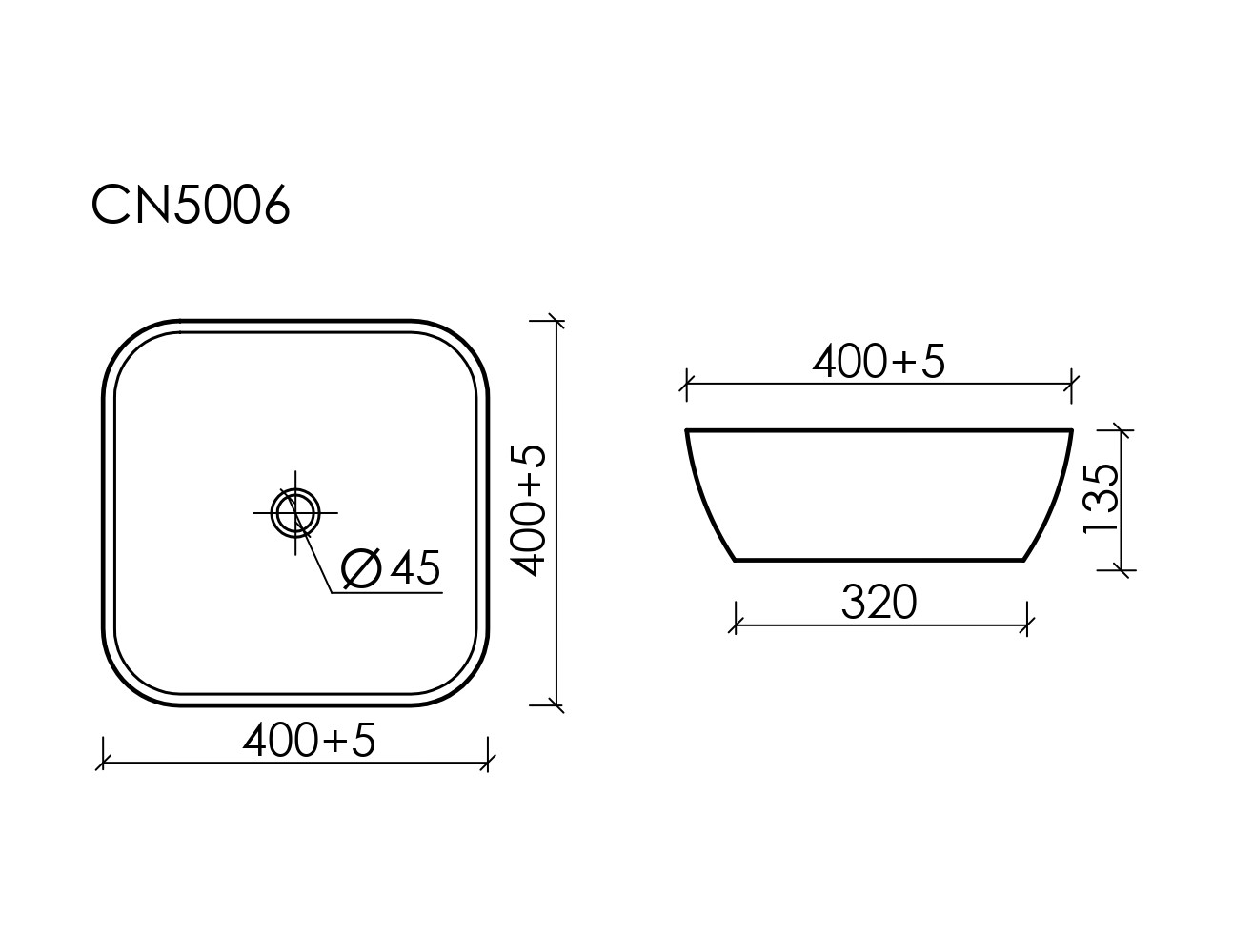 Умывальник чаша накладная квадратная Element 400x400x140мм - Gidratop.ru изображение