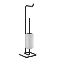 Gessi Goccia стойка с держателем для туалетной бумаги и ершиком, напольная, цвет: хром/белый - Gidratop.ru изображение