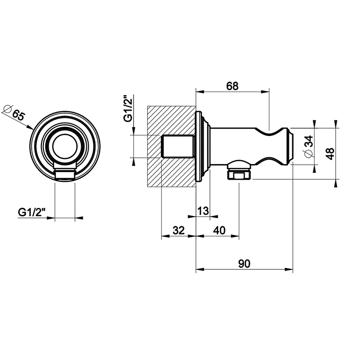 GESSI VENTI20 подвод воды с держателем ручного душа, цвет Gold PVD - Gidratop.ru изображение