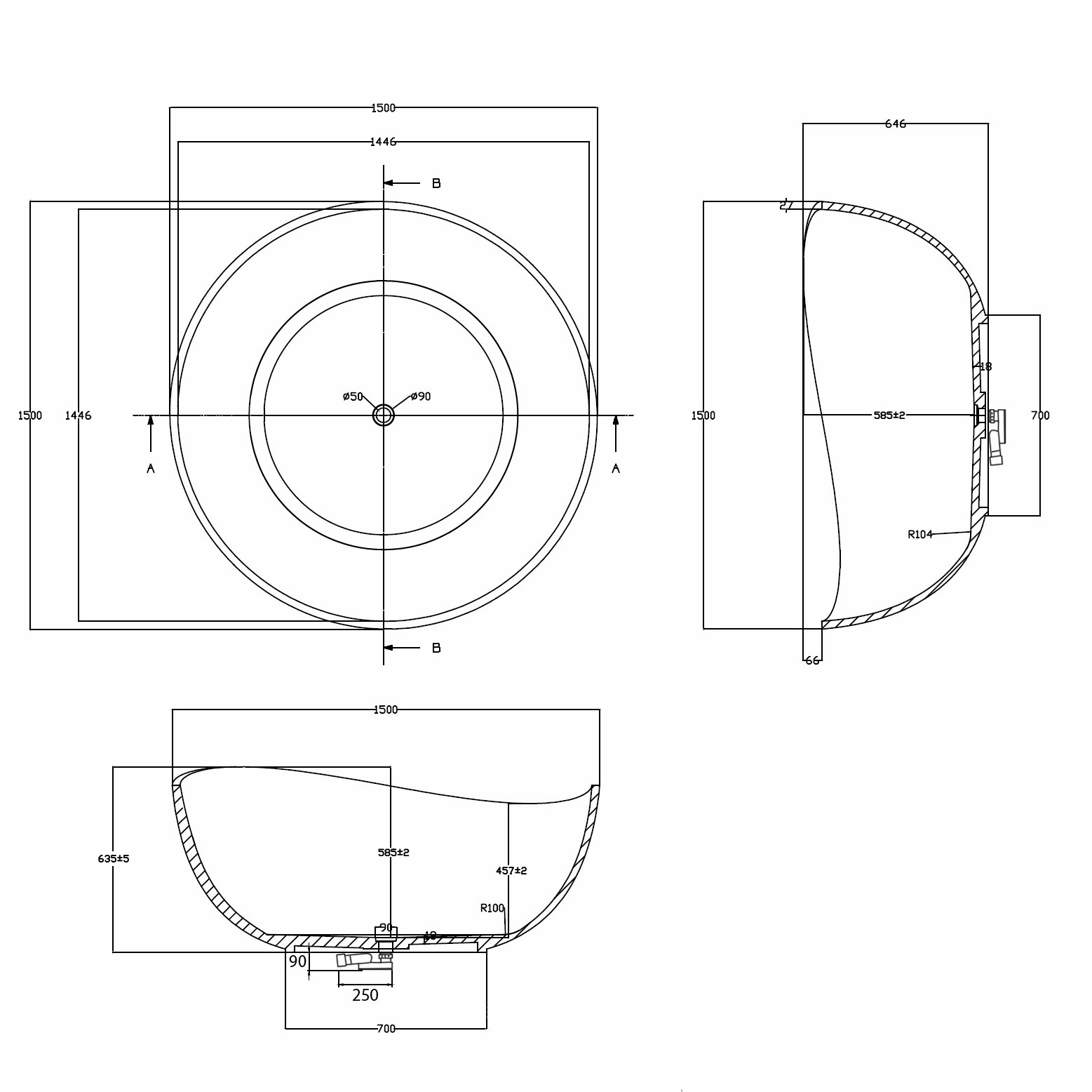 Прозрачная ванна ABBER Kristall AT9705Onyx черная - Gidratop.ru изображение