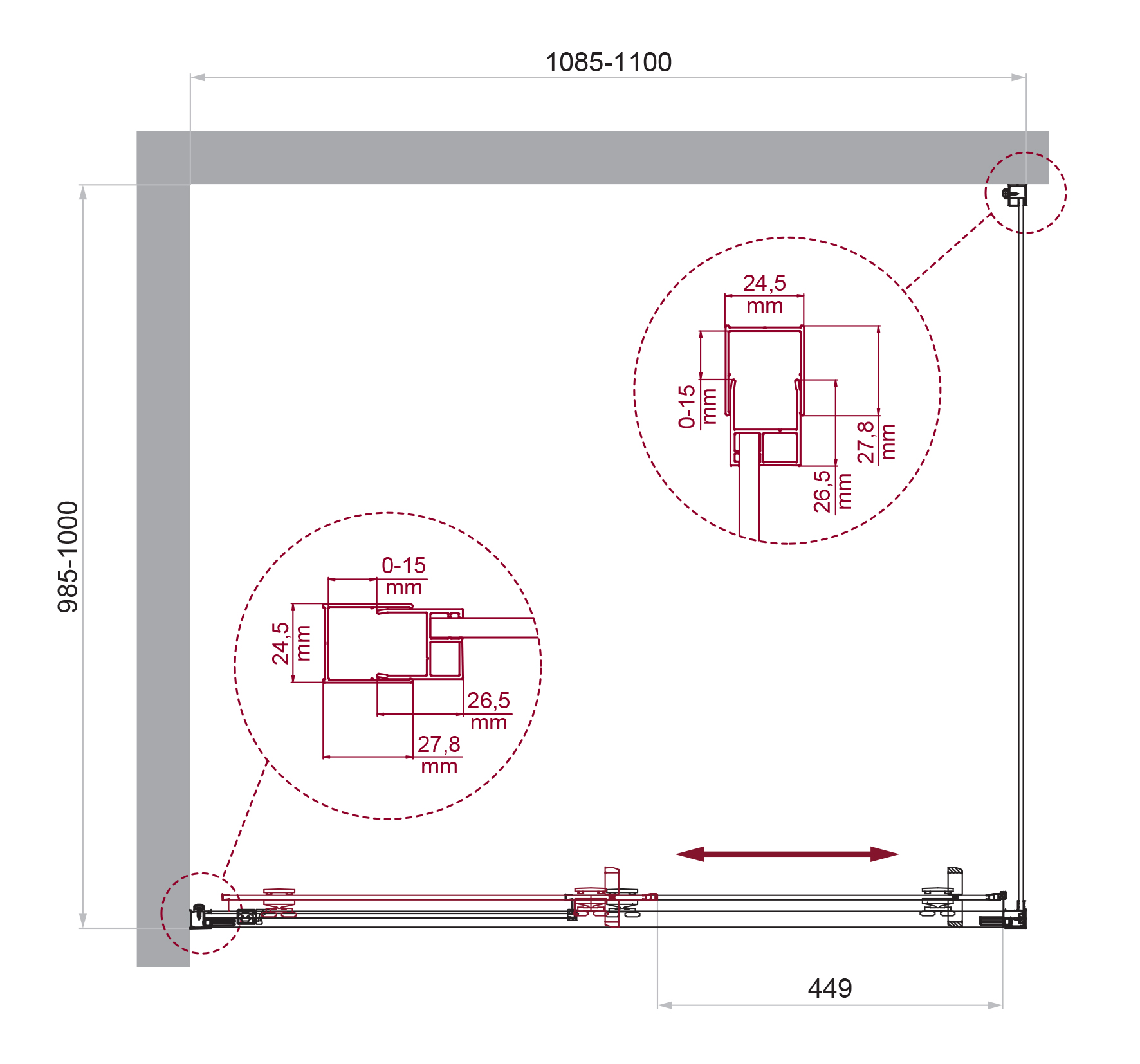 Душевой уголок BelBagno LUCE-AH-1-110/100-C-Cr - Gidratop.ru изображение