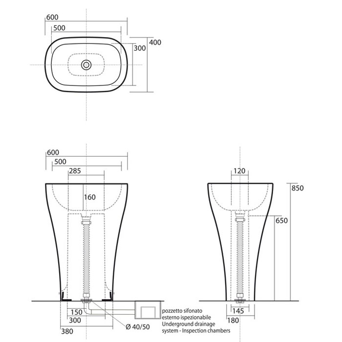 Раковина 60 см, без отв., с креплением и сифоном, цвет: белый - Gidratop.ru изображение