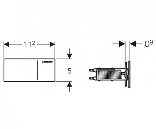 Клавиша Geberit Omega Type 70 115.084.SI.1 для унитаза, двойной смыв, стекло/алюминий, цвет белый - Gidratop.ru изображение