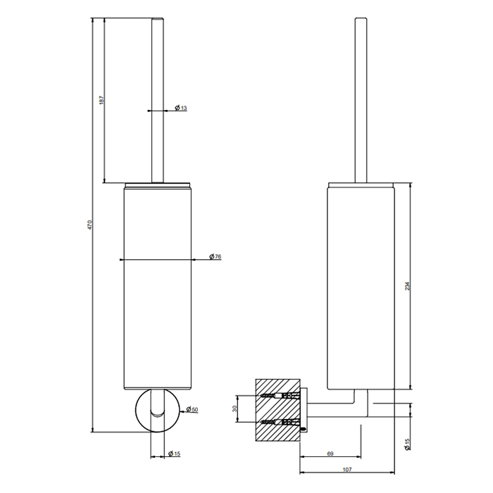 Gessi Tondo ершик настенный белый, цвет: Black XL - Gidratop.ru изображение