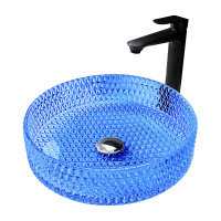 Раковина накладная стеклянная ABBER Glas AK2301DB синяя - Gidratop.ru изображение