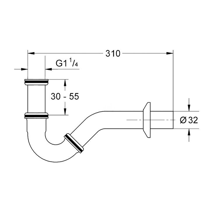 Сифон для биде 310мм, хром - Gidratop.ru изображение